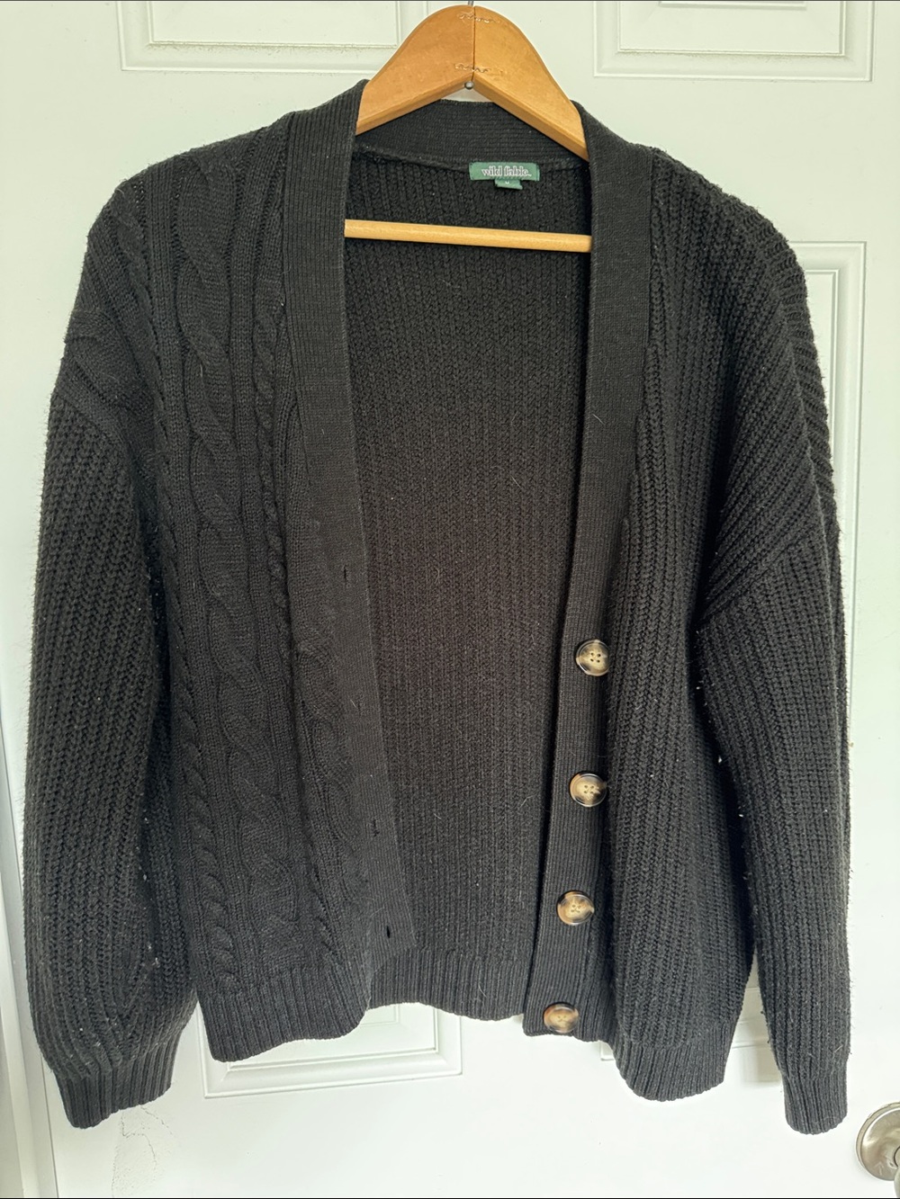 wild fable Black Cable-Knit Button Cardigan